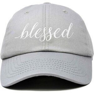 Women's Blessed Embroidered Gray Soft Cotton Classic Dad Baseball Hat Cap